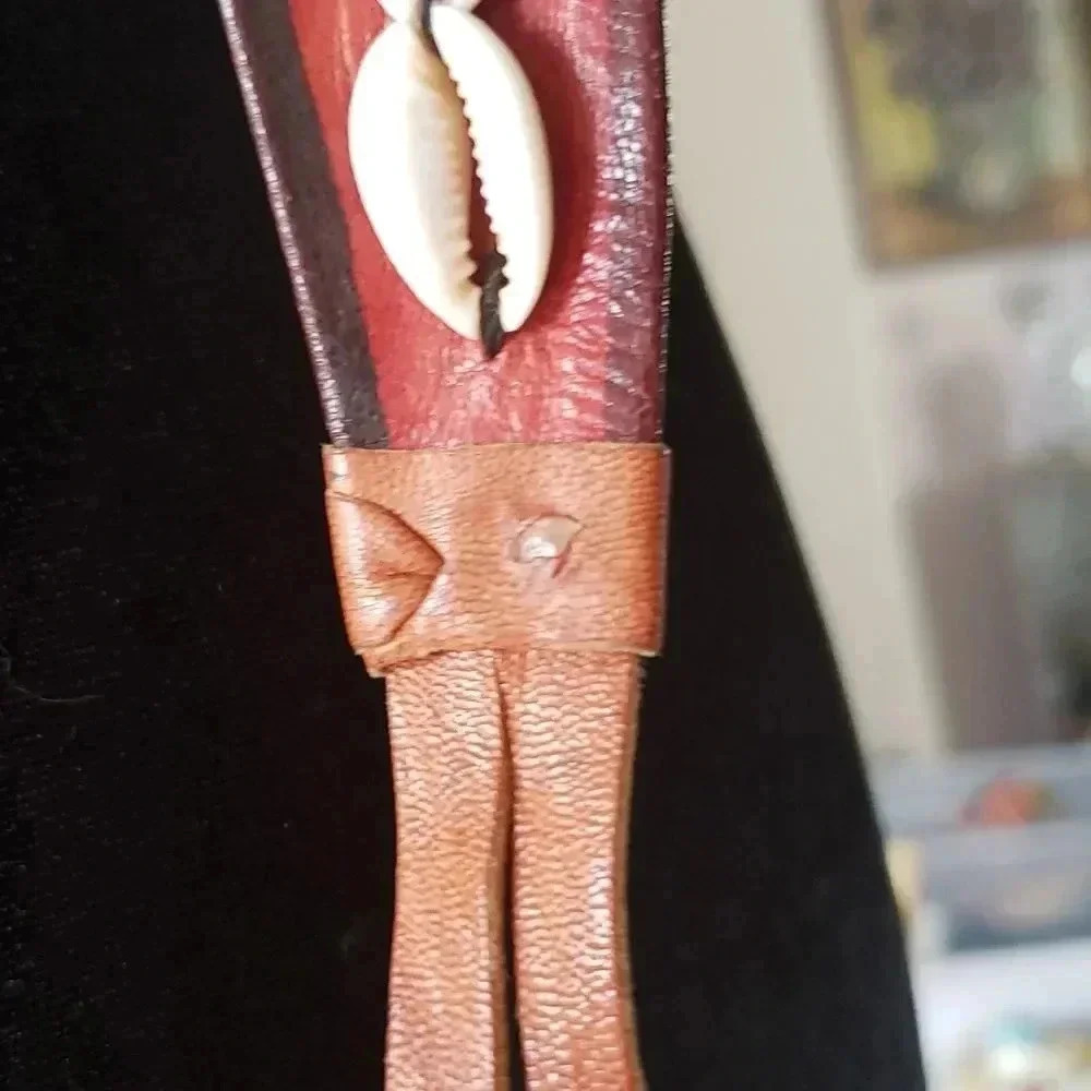 Women's Red Leather Shell Accent Belt - Picture 8 of 9